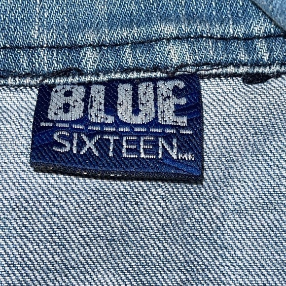 Blue Sixteen Women's Jacket M/L Blue 2 Tone Pockets Collared Long Sleeve Button - Picture 8 of 9